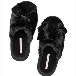 Victoria’s Secret Velvet Bow Slippers